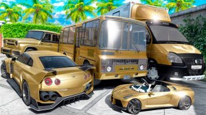 Угнал кучу золотых чит тачек и огромный монстр трак у мажора за 180 сек! Битва воров в ГТА 5 Онлайн