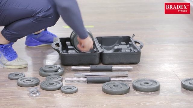 Набор гантелей + гриф для штанги 30 кг, пластиковый кейс SF 0558 смотреть онлайн