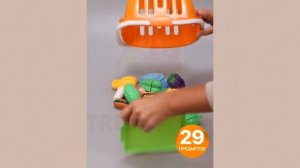 Игрушечные продукты, фрукты и овощи TrendToys на липучках с тележкой  FTN007
