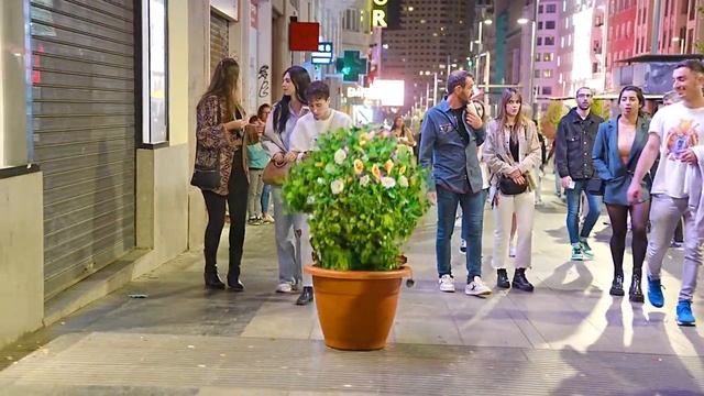 BUSHMAN PRANK_ SCARES ON A NIGHT IN MADRID !!!