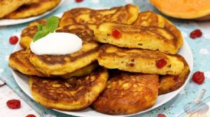 Ароматно и сытно. ОЛАДЬИ ИЗ ТЫКВЫ, С ВЯЛЕНОЙ ВИШНЕЙ