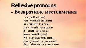 Урок 90. Reflexive, emphatic & reciprocal pronouns. Возвратные местоимения.