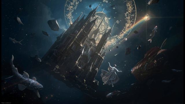 Space Cathedral Ruins 🌌 2-Hour Cosmic Ambience ｜ Stained-Glass Void ｜ Spectral Koi ｜ Zero-G Monk