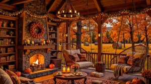 Осенний вечер на веранде 🍂 Джаз у камина и уютный отдых 🎷🔥