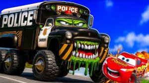 Тачки и полиция против большого АВТОБУСА Шерифа-зомби, Апокалипсис в BeamNG.drive