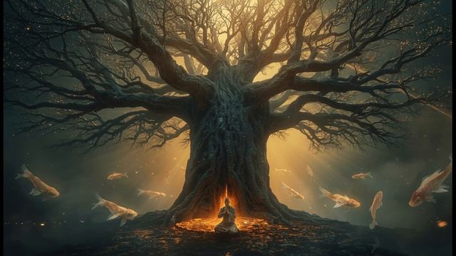 Cosmic Lava Tree 🌋 2-Hour Mystical Ambience ｜ Molten Roots & Star Branches ｜ Ghost Koi ｜ Monk