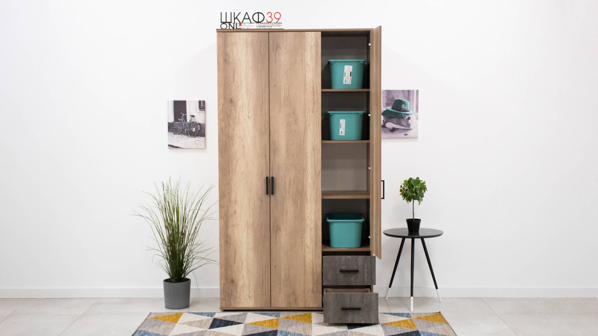 Нельсон ШК 01 Шкаф (Дуб каньон/Железный камень) смотреть онлайн