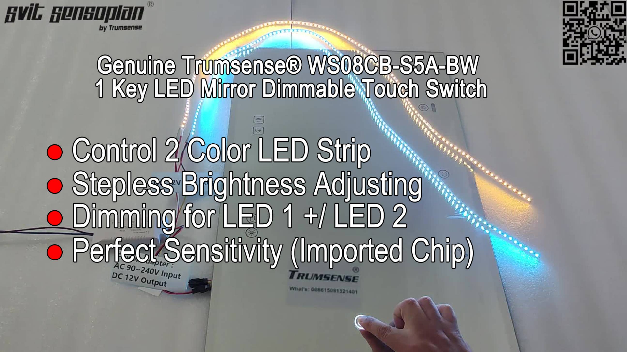 Trumsense WS08CB-S5A-BW Dimming LED Mirror Touch Switch 01