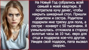ИСТОРИИ ИЗ ЖИЗНИ/На Новый год родители подарили мне тряпку для пола, а сестре 50 тысяч/Рассказ