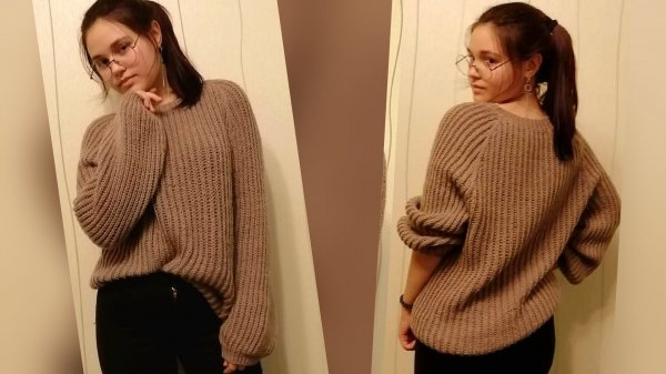 ✨️Джемпер оверсайз регланом сверху английской резинкой✨️Мастер класс ✨️