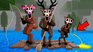 Семья оленей выживает в затопленном лесу — 99 ночей в лесу! Анимация Роблокс