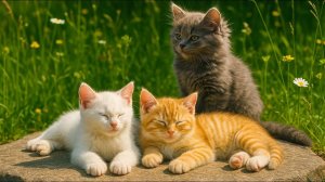 😹Милые Кошки и Котята лежат на траве, мяукают на солнце🔥