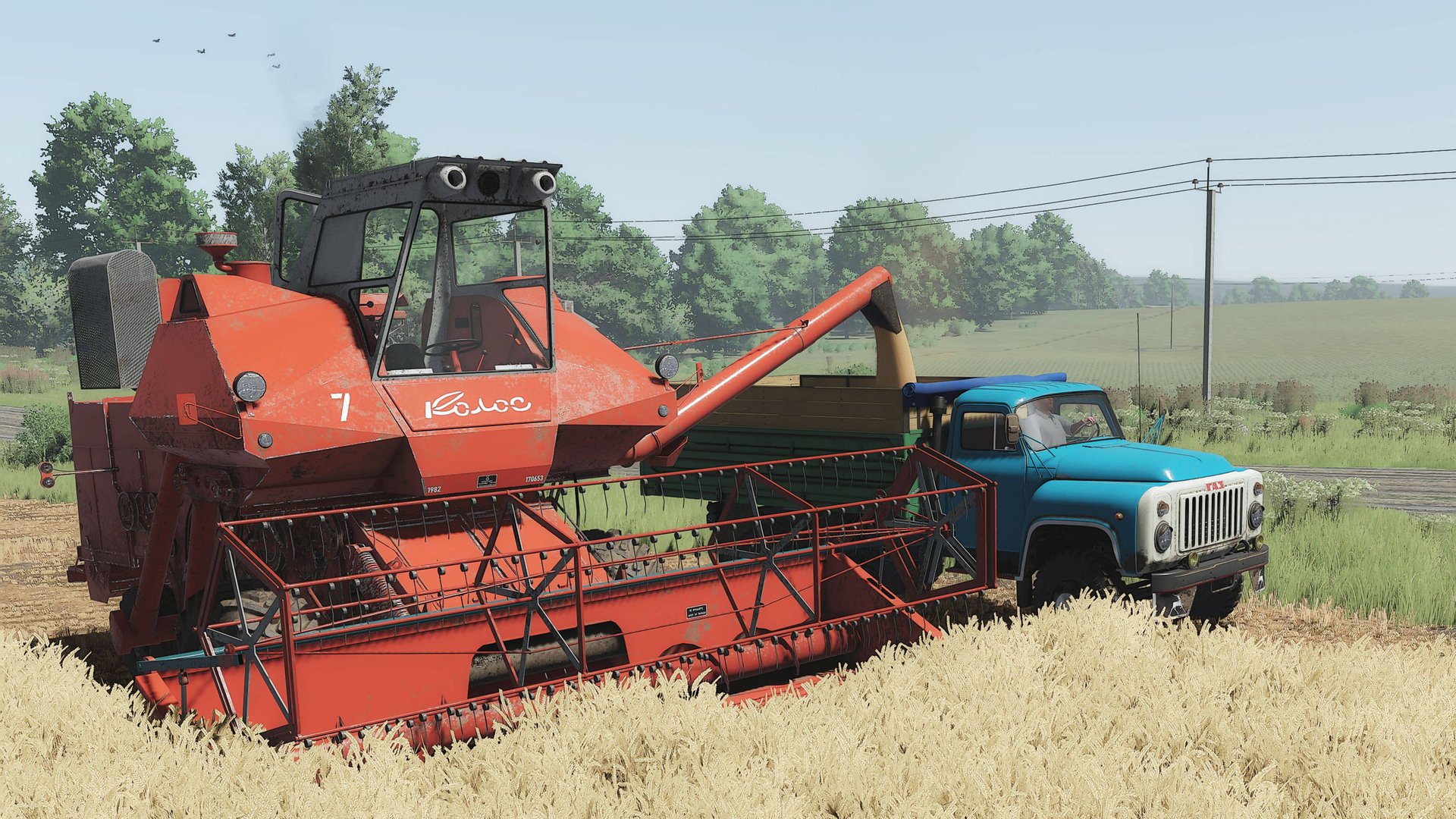 Старичок комбайн "КОЛОС" СК-6 убирает пшеницу в Журавлёво смотреть онлайн