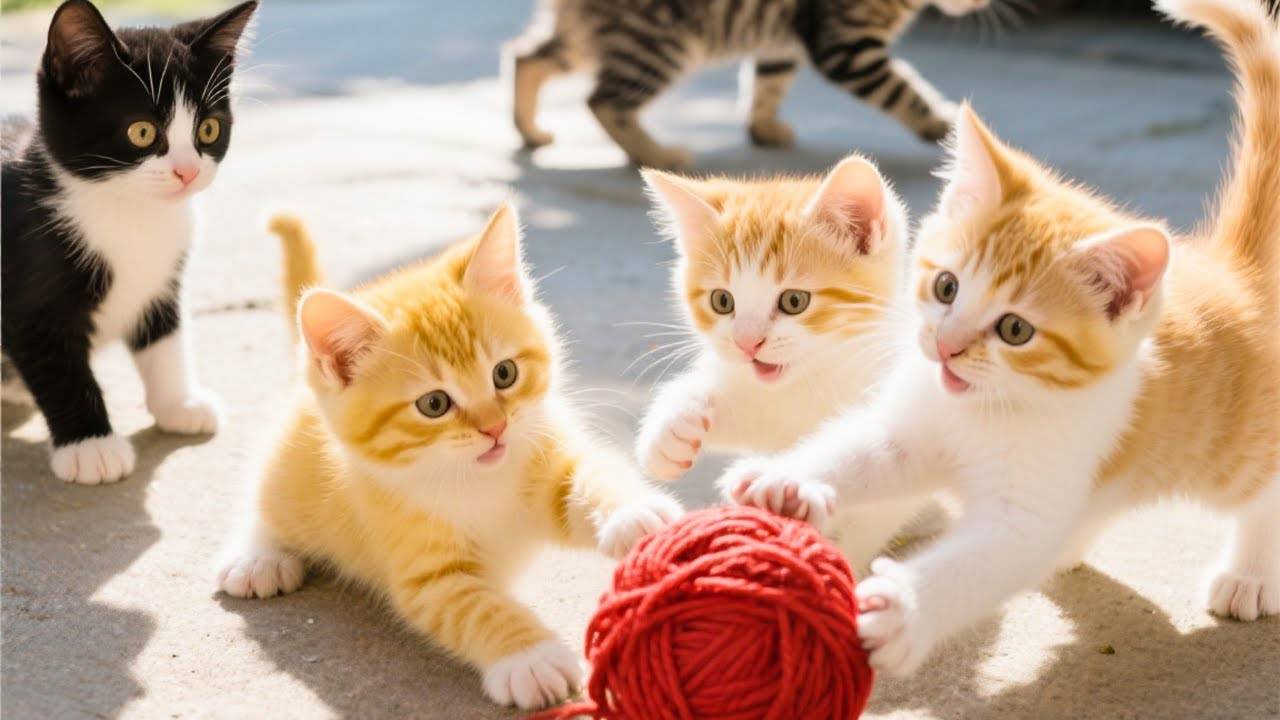 😹Пушистые комочки мяукают и катят клубочек🔥