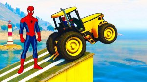 Веселые мультяшные машинки для детей Человек-паук грузовики и тракторы Мультики про машинки