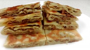 Всего лишь ВОДА + МУКА!Самая СЛОЕНАЯ ЛЕПЕШКА  без заморочек! Катлама с мясом на сковороде