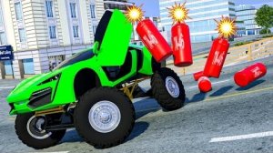 Автомобили против бомбы-BeamNG. Drive-АВТОМОБИЛИ и МОТОЦИКЛЫ с ГРУЗОВИКОМ-МОНСТРОМ и полицейской маш