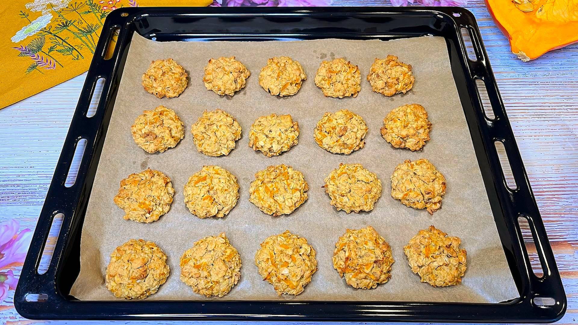 Овсяное печенье без сахара. Рецепт с тыквой и орехами.