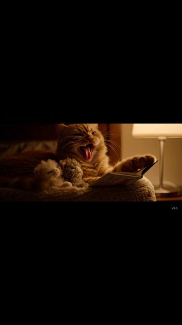 Кошка-мама читает котятам сказку на ночь 🥺 | Cat Mom's Bedtime Story #shorts #wholesome