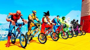 Мультяшные велосипеды и цветные лодки для детей супергерои и Человек-паук Смешной мультик для детей