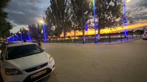 Вечерняя подсветка новой набережной, Астрахань