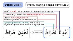Урок - 15. Буквы Мадда перед Артиклем
