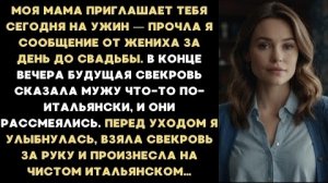 ИСТОРИИ ИЗ ЖИЗНИ/В конце ужина будущая свекровь сказала что-то мужу по итальянски и они рассмеялись