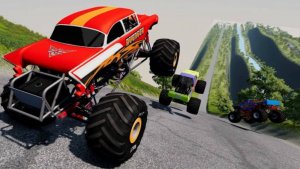 МУЛЬТИКИ ПРО МАШИНКИ 4К Эпические прыжки и столкновения на скоростном монстр-траке Beamng Drive #9