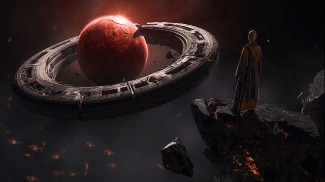 Broken Ringworld Odyssey 🌑 2-Hour Cosmic Ambience  Crimson Star  Luminous Space Fish  Monk