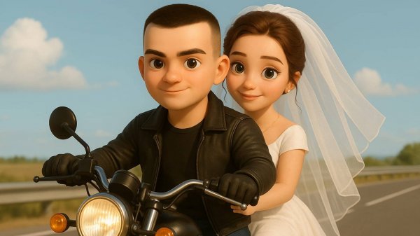 Поздравление со свадьбой в нейросети в стиле Pixar 2025