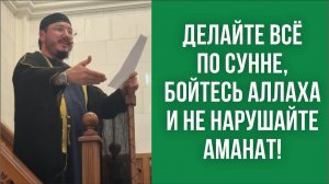 Делайте всё по Сунне, бойтесь Аллаха и не нарушайте аманат!