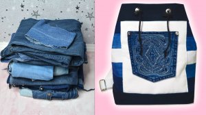 Идея шитья из старых джинсов // Как просто сшить оригинальный рюкзак