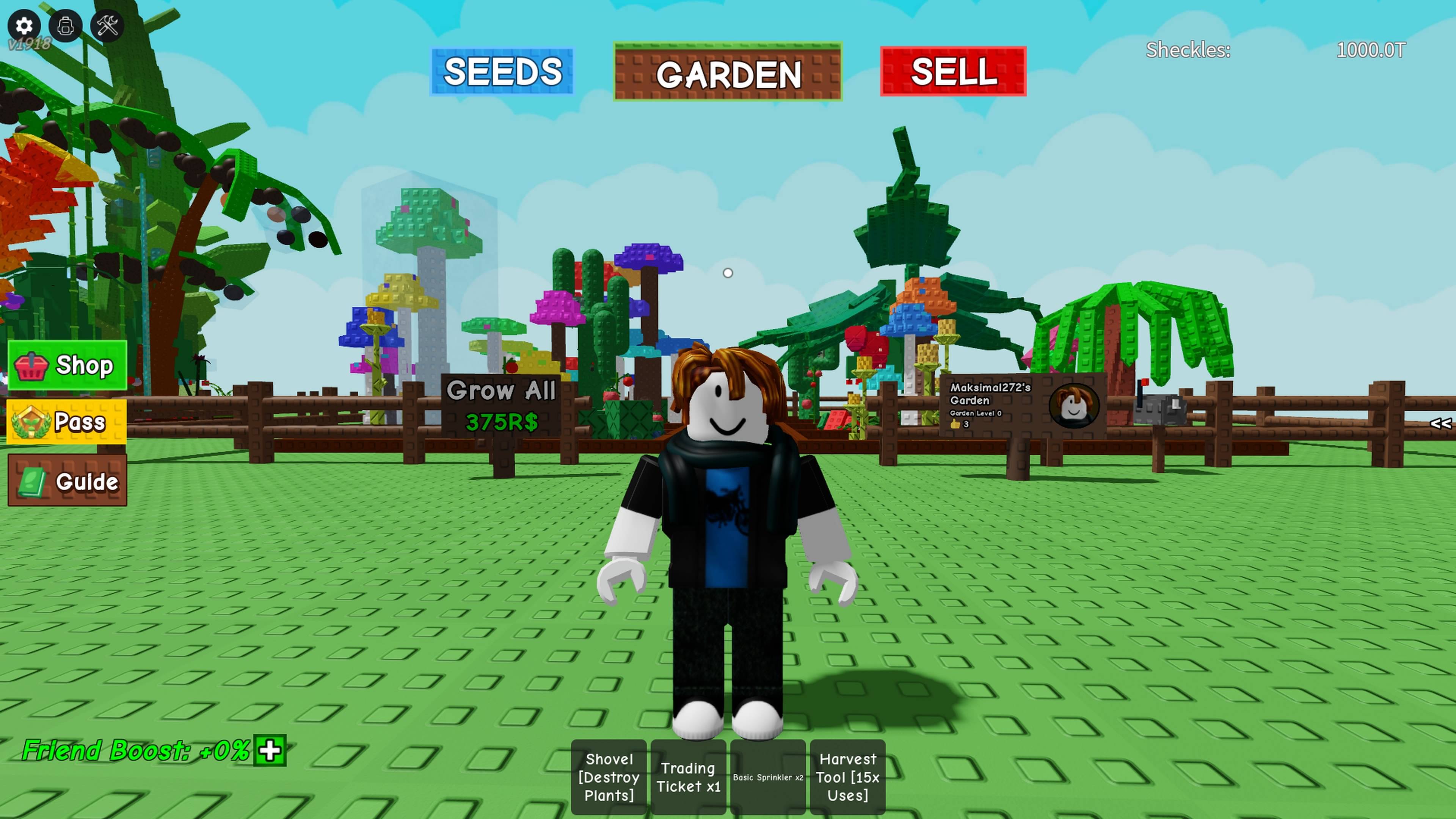 Играю в Grow a Garden в Roblox.