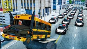 Прыжки с большого моста | Школьный автобус против полицейской машины | АВТОМОБИЛИ и МОТОЦИКЛЫ