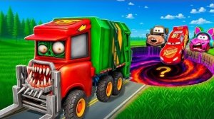 🌈Молния Маккуин трансформируется в портальной яме! Пожиратель зверей против больших и маленьких маш