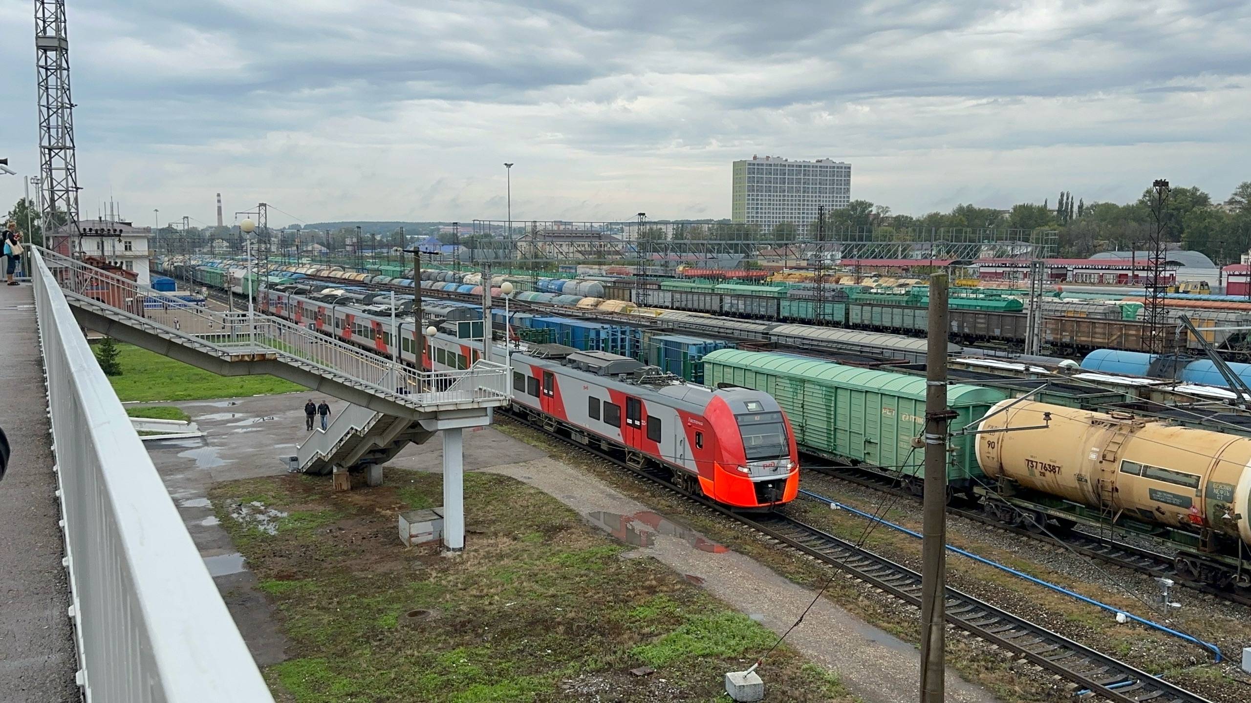 Электропоезд «Ласточка» ЭС2Г - 160 на ст.Дёма, август 2025 года смотреть онлайн