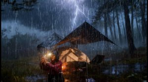 КЕМПИНГ ПОД СИЛЬНЫМ ДОЖДЁМ С САМЫМ БЕЗУМНЫМ ГРОМОМ // пытаюсь построить укрытие под сильным дождём