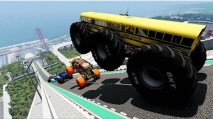 МУЛЬТИКИ ПРО МАШИНКИ 4К Эпические прыжки и столкновения на скоростном монстр-траке Beamng Drive #11