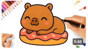 КАК РИСОВАТЬ КАВАЙНУЮ КАПИБАРУ В ПОНЧИКЕ