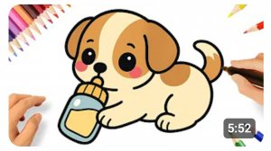 КАК ЛЕГКО НАРИСОВАТЬ ЩЕНКА С СОСКОЙ В СТИЛЕ КАВАЙИ 🐶🍼