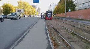 Новосибирский трамвай. Поездка на трамвае БКМ-Т701 № 3201