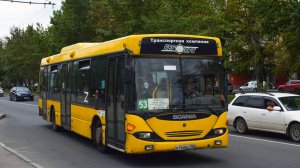 Автобус Scania OmniLink CL94UB (В 360 ВС 150). Покатушки по вечернему Барнаулу.