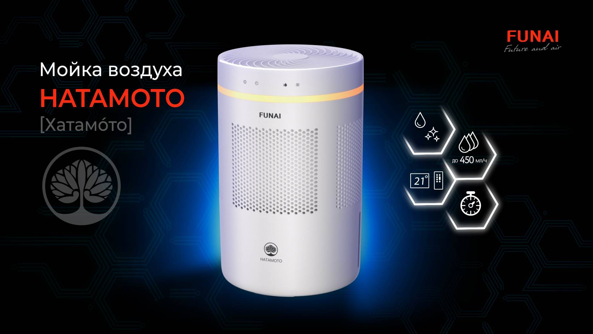 Мойка воздуха с электронным управлением HATAMOTO от FUNAI