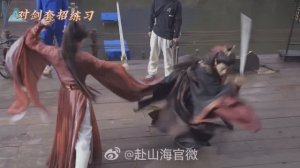 Закадровые съемки дорамы "Путешествие за горы и моря", битва братьев Сяо