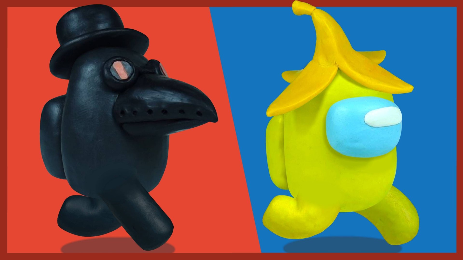 AMONG US из пластилина. Чумной Доктор и Банан. Как слепить Амонг Ас.