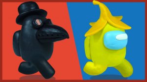 AMONG US из пластилина. Чумной Доктор и Банан. Как слепить Амонг Ас.