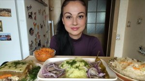 Мукбанг🐟Селёдка с картошкой, холодец 🥗🤤👍 Онкология- моя история! 🙂
