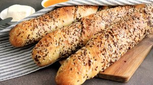 Батоны кручёные с семечками на закваске