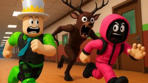 ПОБЕГ из ШКОЛЫ в РОБЛОКС где нас преследует ЛОСЬ из 99 дней в ЛЕСУ!