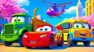 Тачки Диснея Пиксара Молния Маккуин, Джексон Шторм и Круз Рамирес, Грузовик Мак, Чик Хикс 86